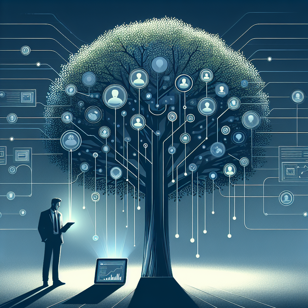 MLM leader managing a self-growing team structure with systems and automation