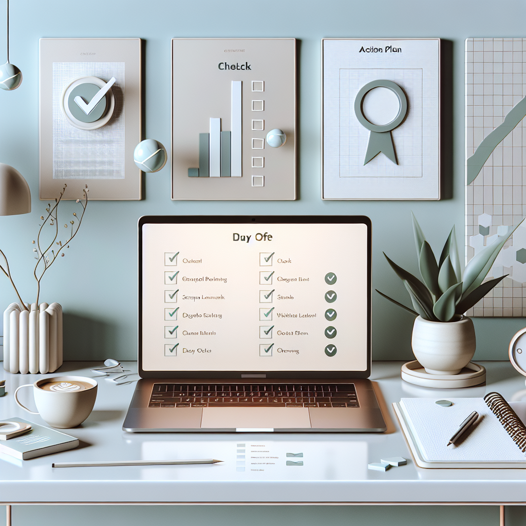 The Checklist Strategy for new MLM recruit day one action plan on a laptop