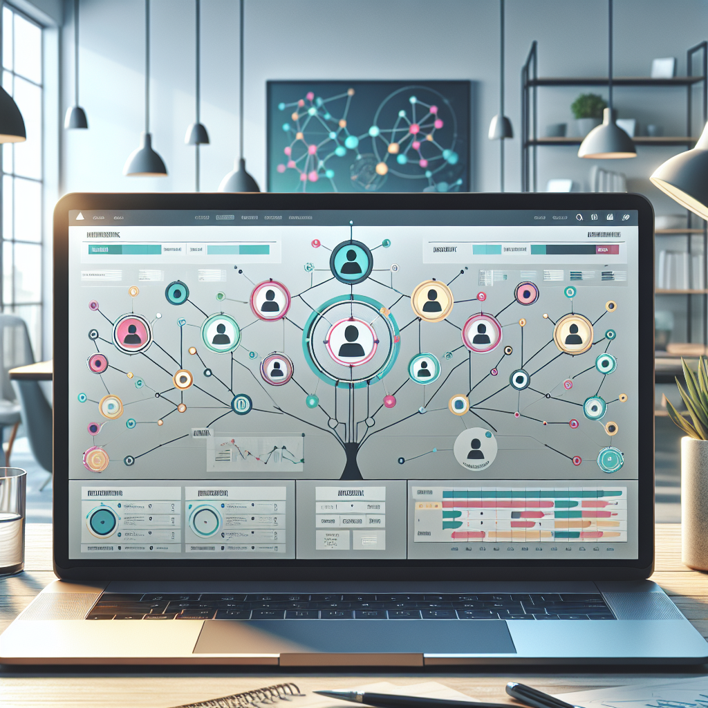 UpMLM tree view dashboard showing interactive MLM network visualization and management
